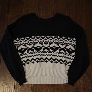 Hollister Black and White Geometric Sweater